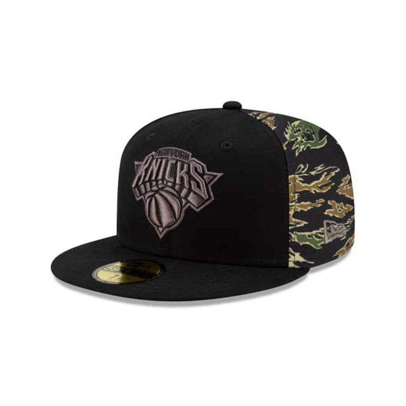 NBA New York Knicks Camo Panel 59Fifty Fitted (JLD5326) - Black New Era Caps